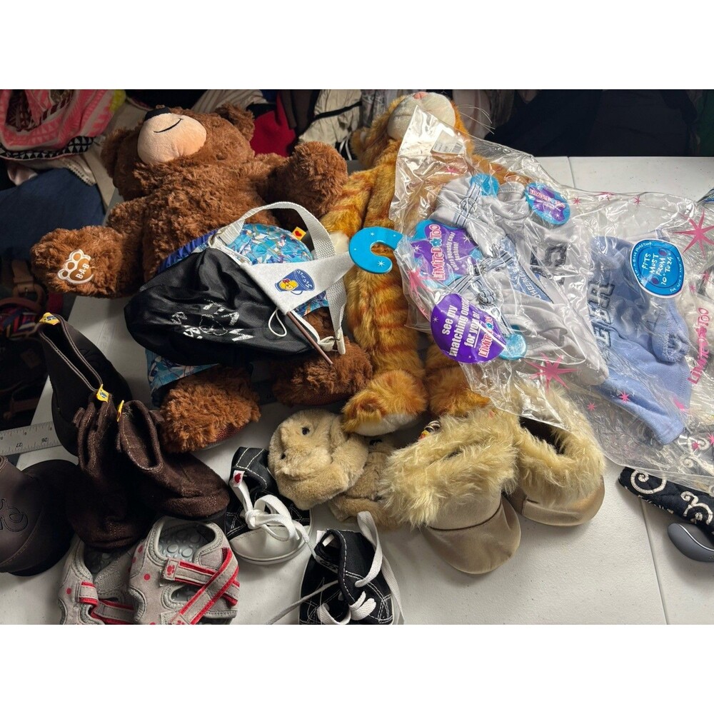 Build A Bear Football Bear , Tabby Cat And Accessories